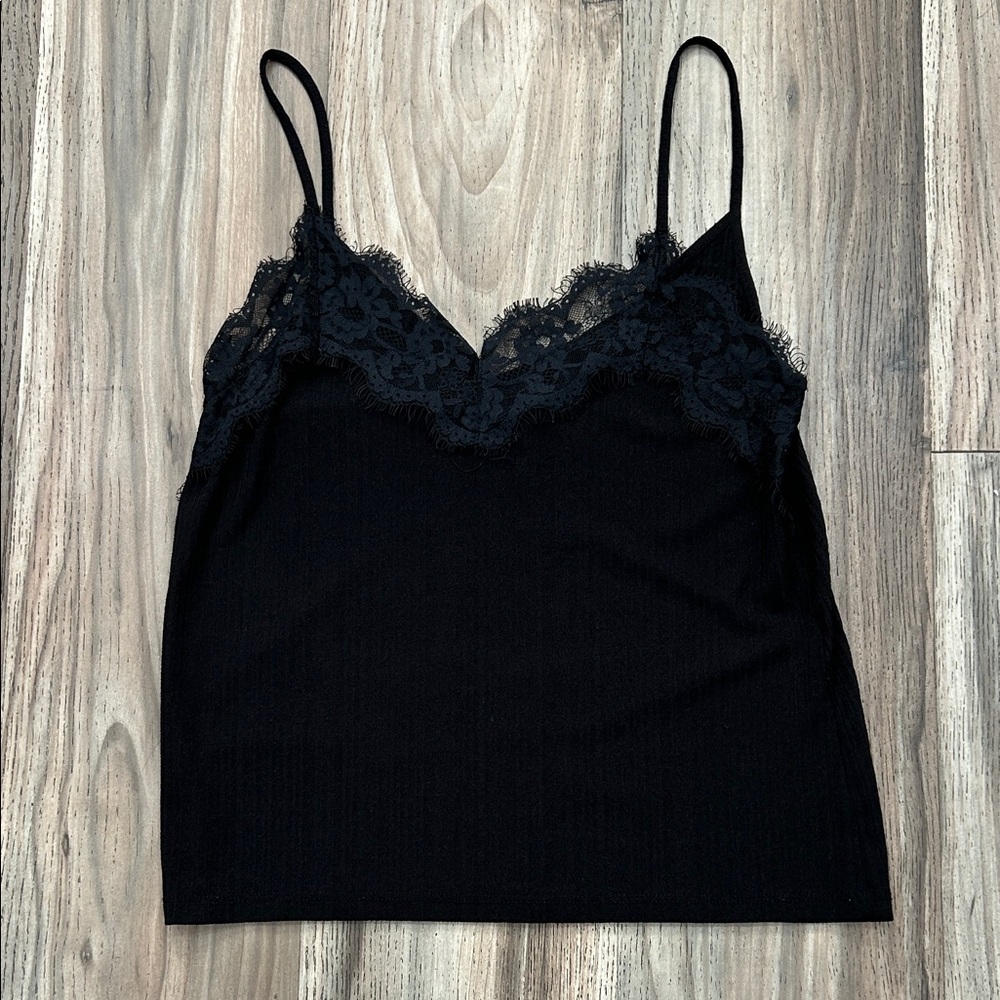 Zara Black Cami with Lace Detail